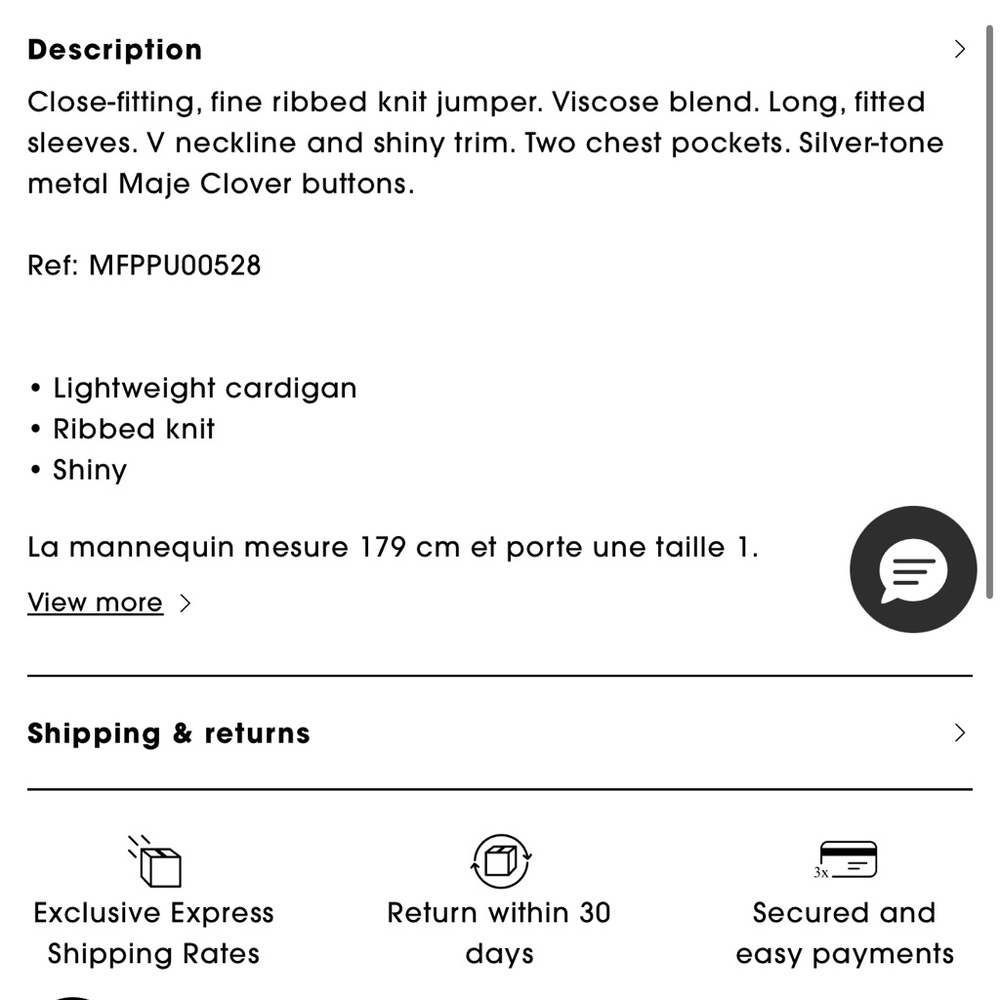 Maje Black Ribbed Cardigan with Silver Buttons - Picture 10 of 15